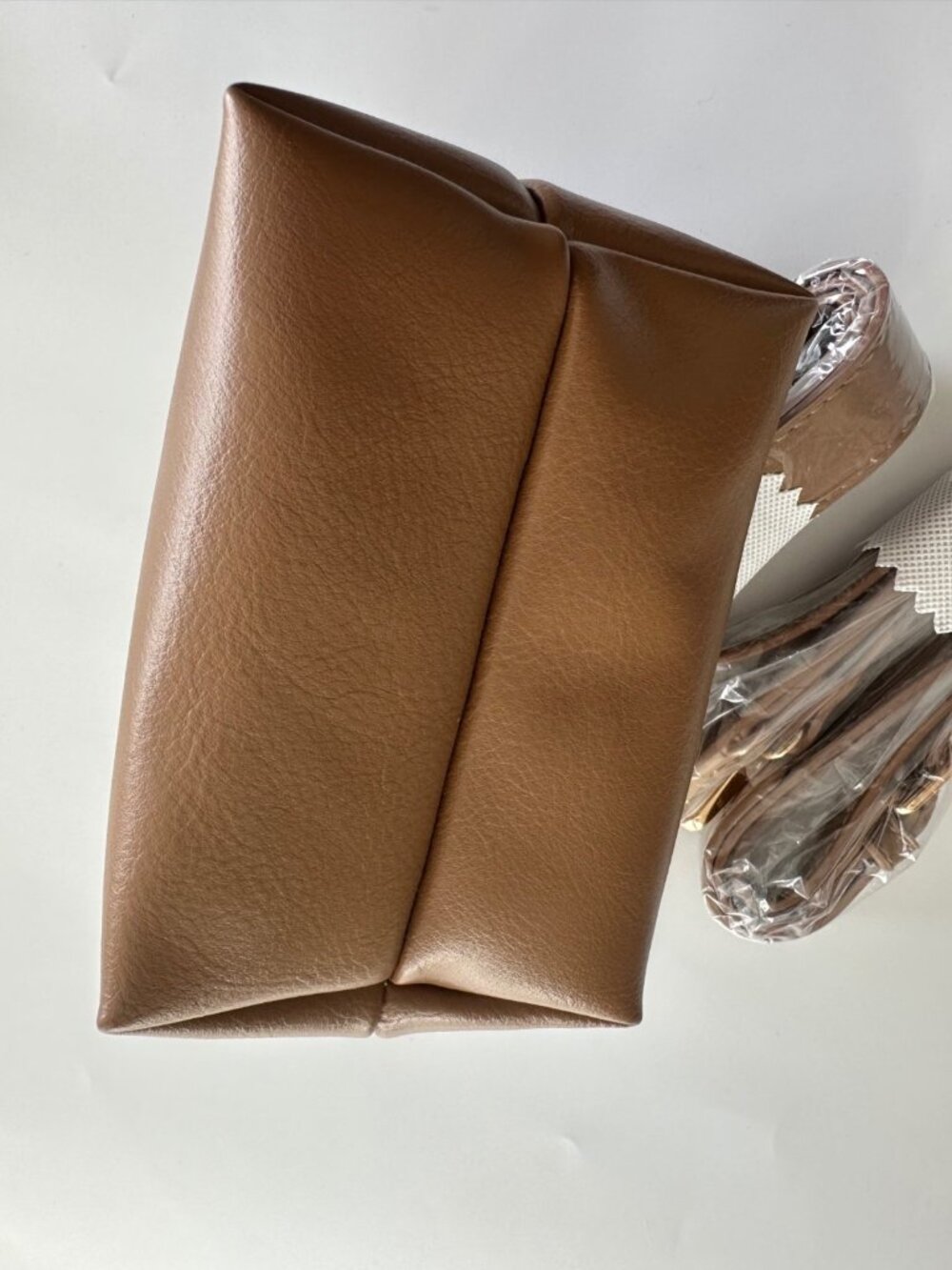 Anthropologie Vegan Leather Cosmetic Bag Micro Purse Zip Pouch Classic Brown - Picture 3 of 8